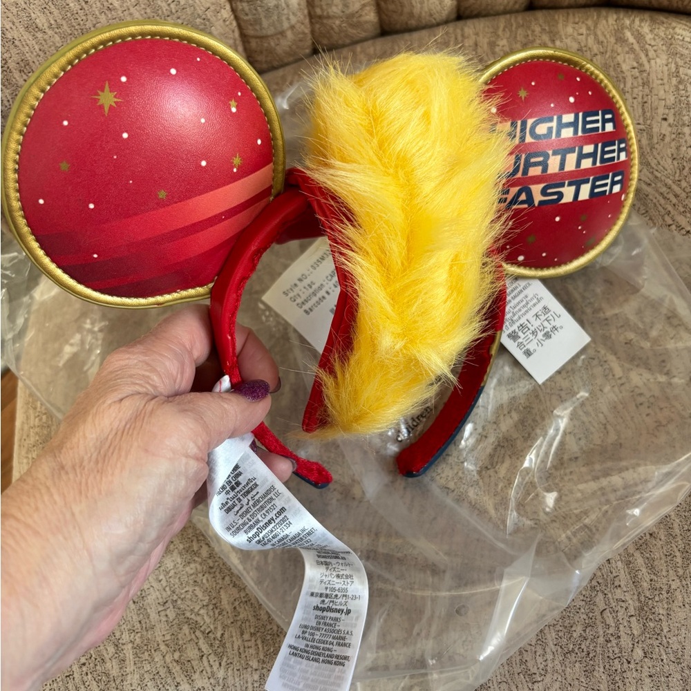 Disney Ears Headband Captain Marvel Kids Costume Ears Red, Blue, Gold New Tags - Picture 6 of 8